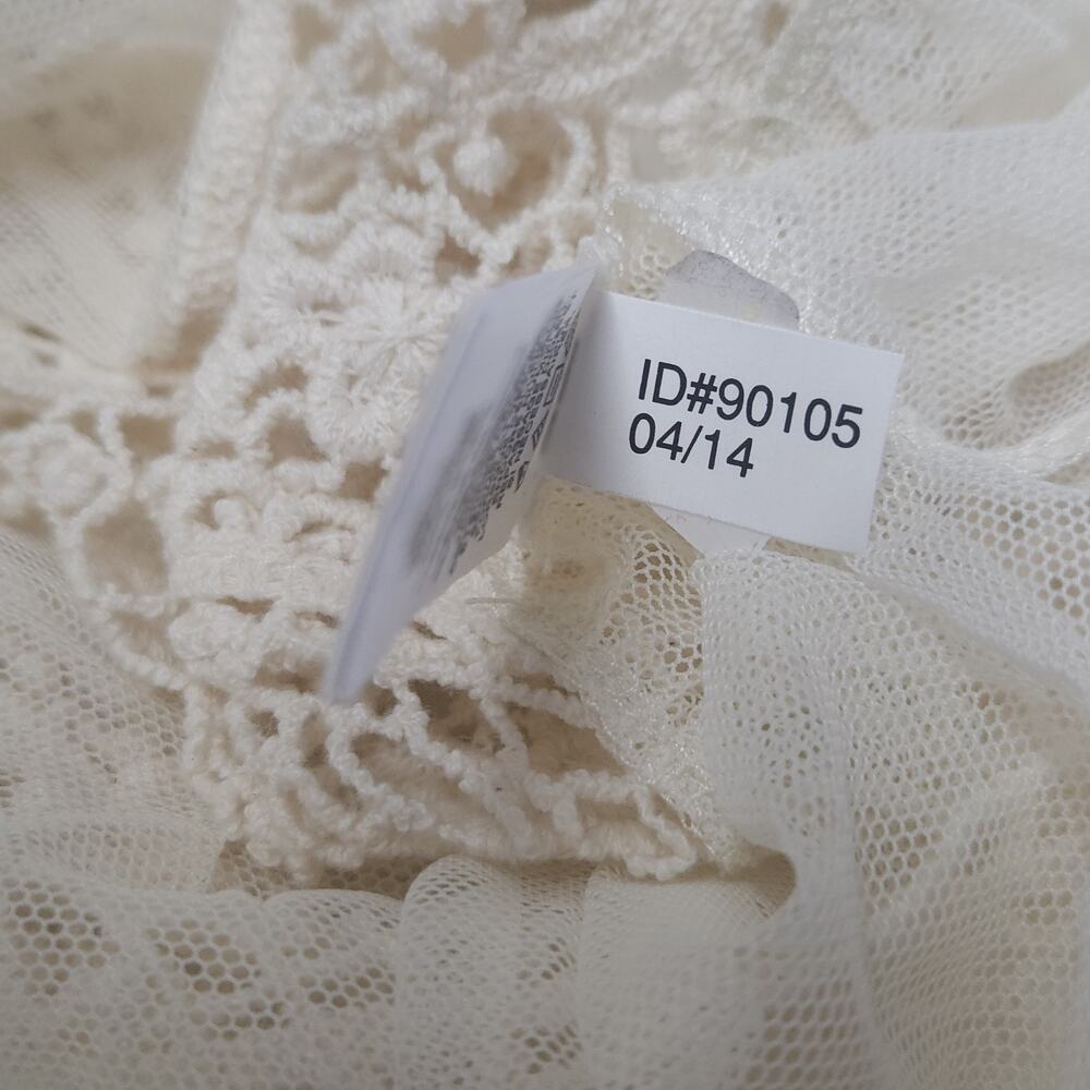 Express Top S Ivory Lace Mesh Peplum Sleeveless Boho Festival Coastal Fairycore - Picture 9 of 9